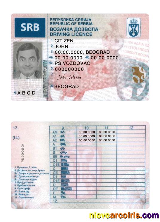 Serbia Driving License Preview