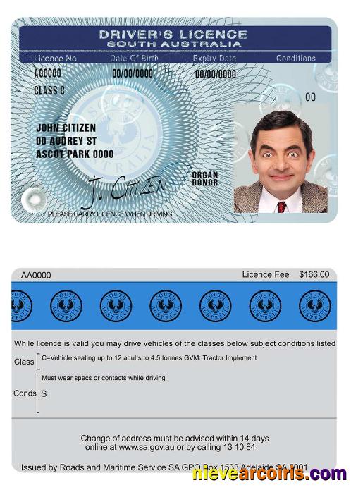South Australia Driving License Preview