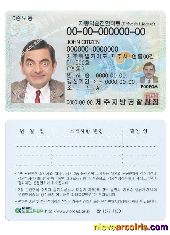 South Korea Driving License Template