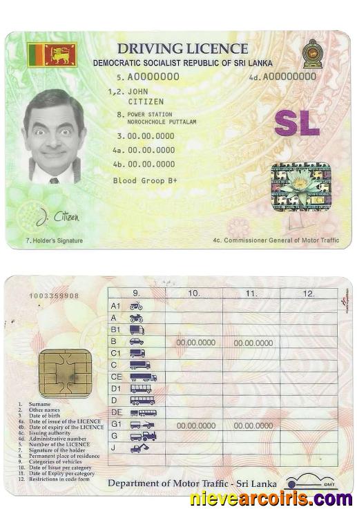Sri Lanka Driving License Template