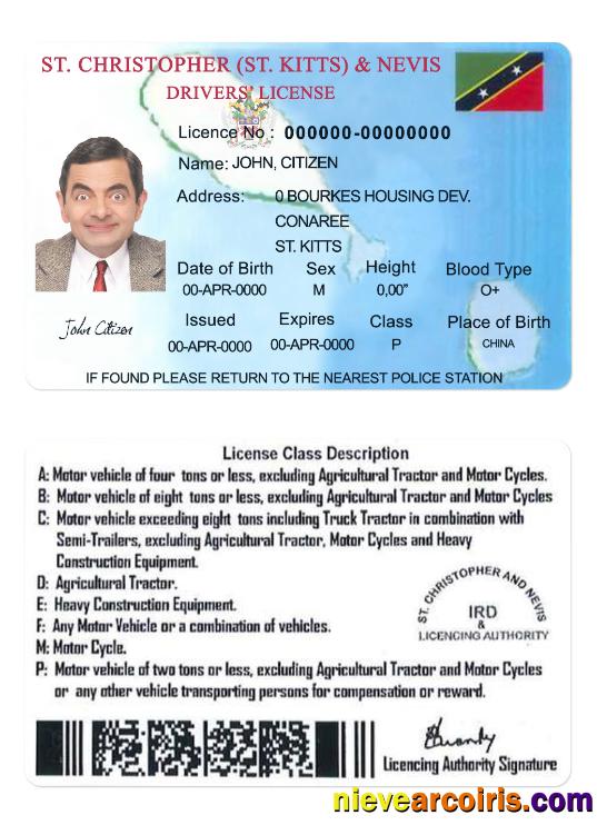 St Kitts & Nevis Driving License Photolook