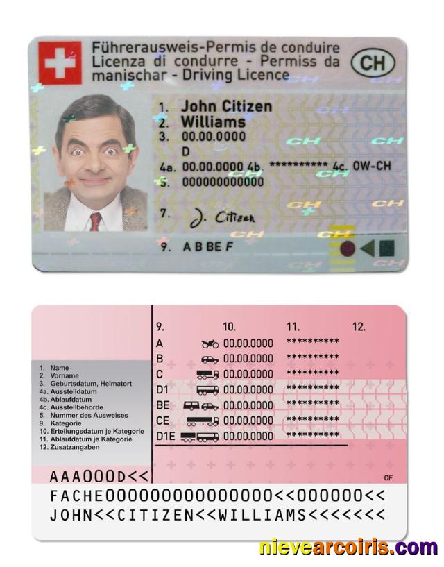 Switzerland Driving License Template