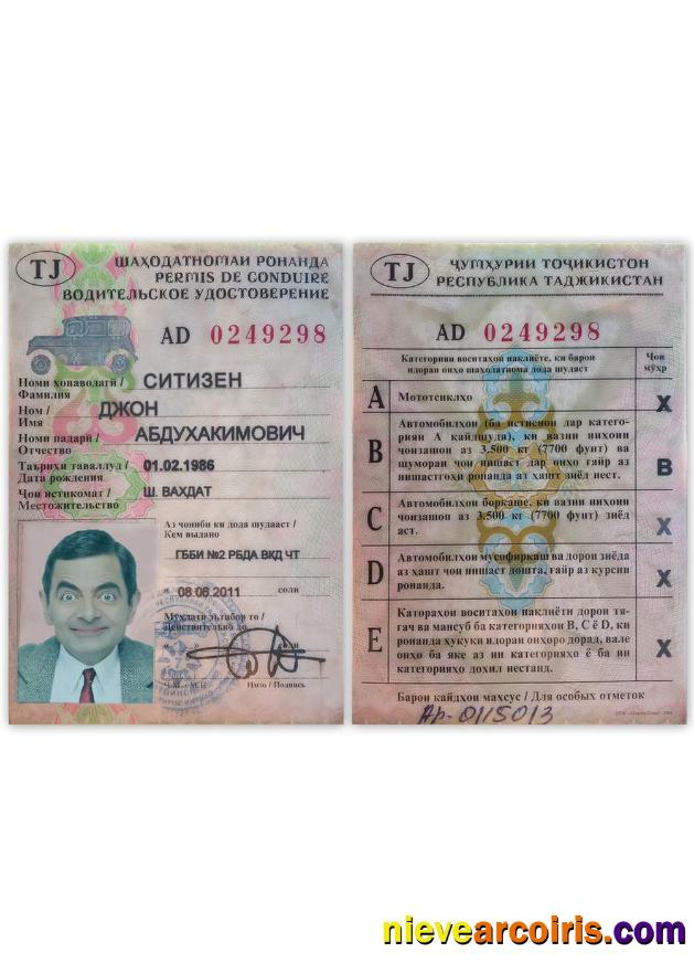 TAJIKISTAN Driving License Photolook
