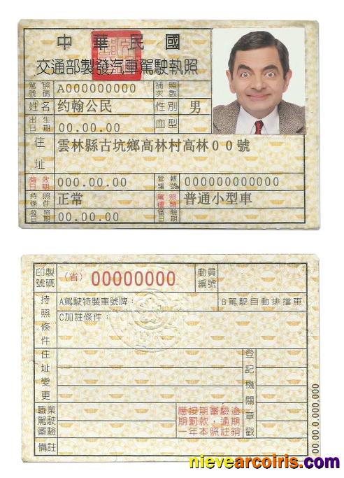 Taiwan Driving License Photolook