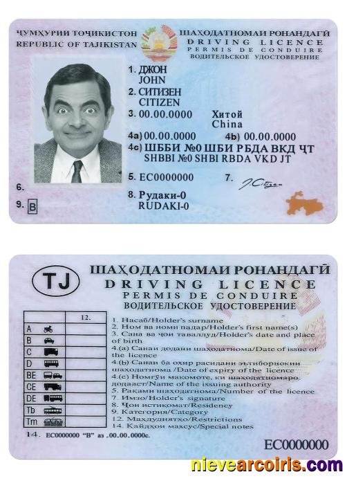 Realistic Tajikistan Driving License PSD Template, Fully Editable, Version 2