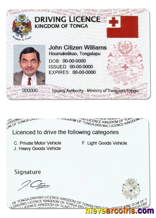 Tonga Driving License Template