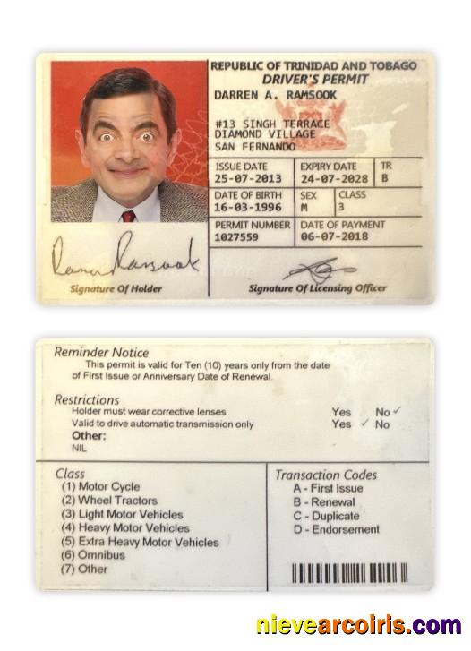 Trinidad And Tobago Driving License 2018 Present Preview