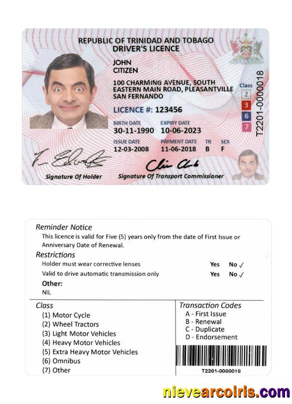 Trinidad And Tobago Driving License Template