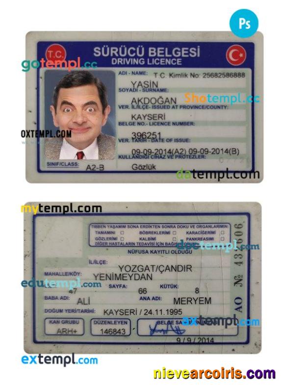 Turkey Driving License 2014 Present Photolook