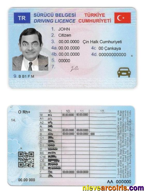 Turkey Driving License Sample