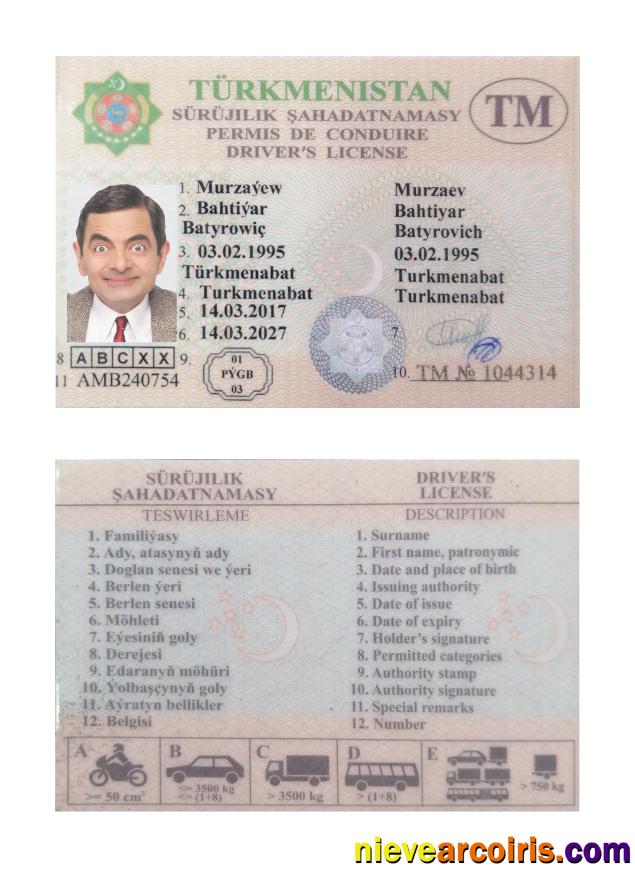 Turkmenistan Driving License Photolook