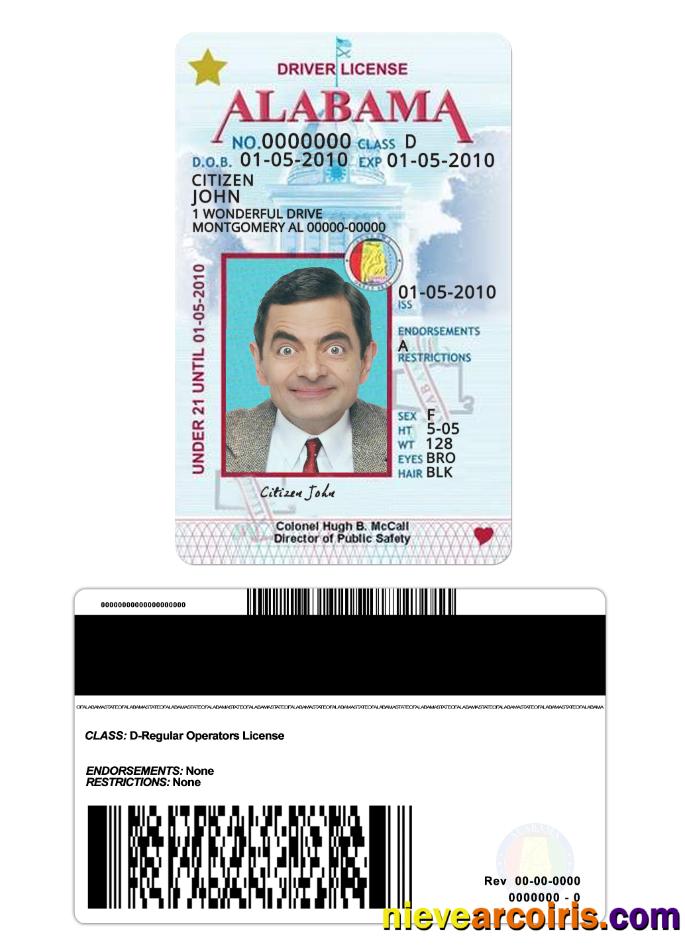 USA Alabama Driving License Under 21 Photolook
