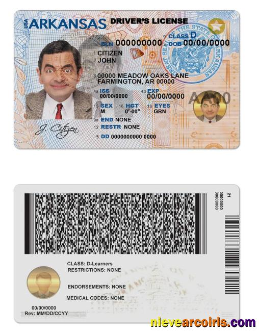 USA Arkansas Driving License Template