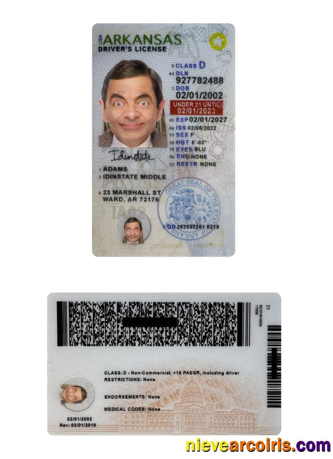USA Arkansas Under 21 Driving License Preview