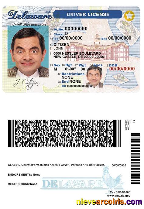 USA Delaware Driver License Template