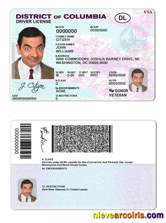 USA District Of Columbia Driving License Photolook