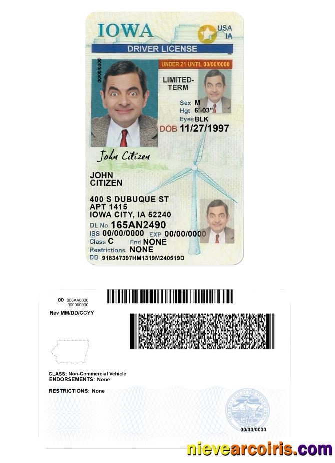 USA Iowa Driving License Under 21 Preview