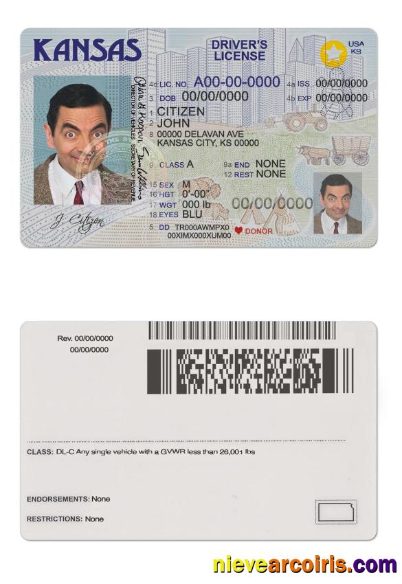 USA Kansas Driving License Template