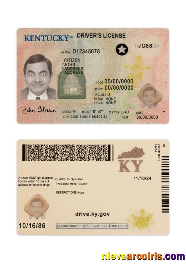 USA Kentucky Driving License 2020 Present Photolook