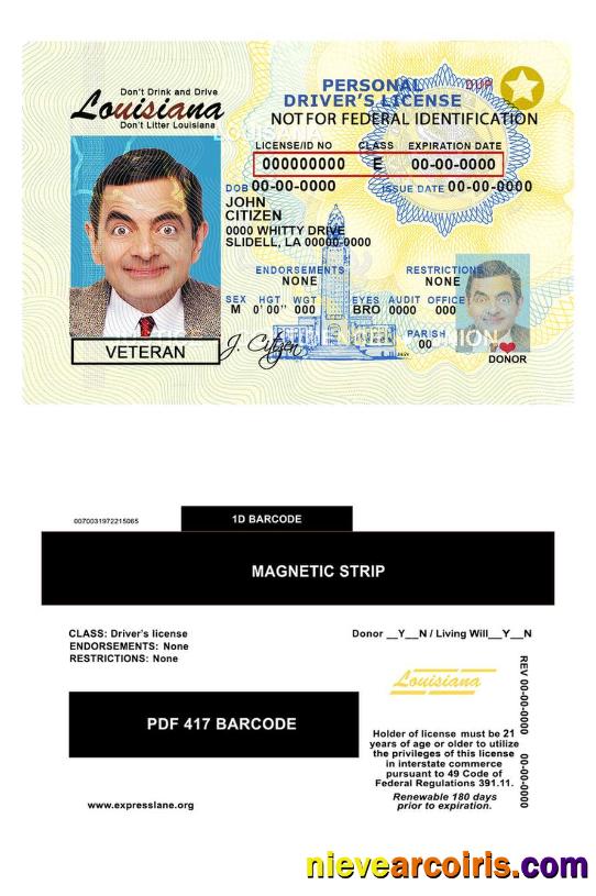 USA Louisiana Driving License Photolook