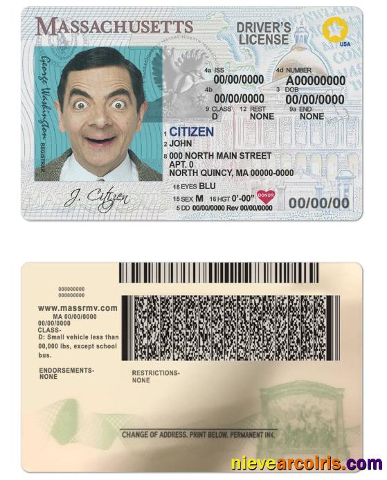 USA Massachusetts Driving License Sample