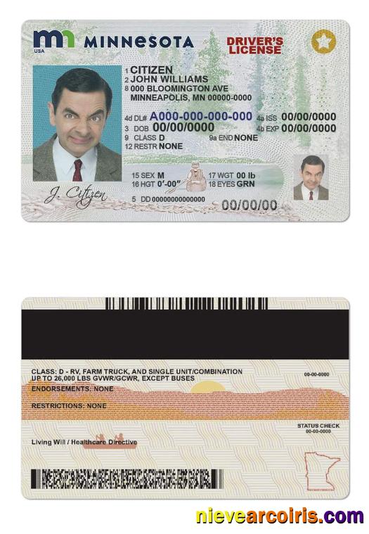 USA Minnesota Driving License Template