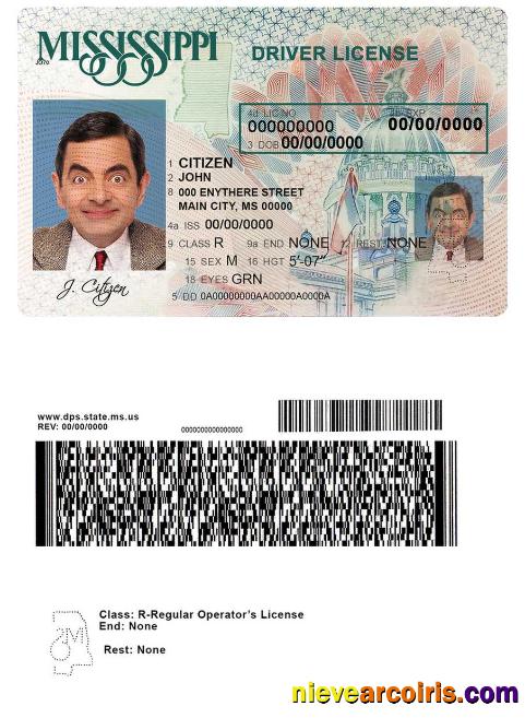 USA Mississippi Driving License Template