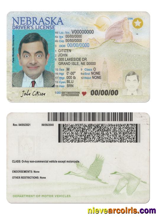 USA Nebraska New Driving License Preview