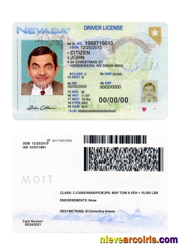 USA Nevada Driving License 2021 Present Preview