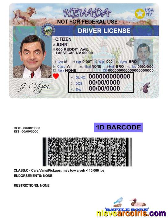 USA Nevada Driving License Preview