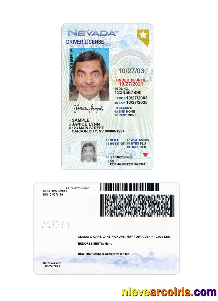 USA Nevada Under 21 Driving License Preview