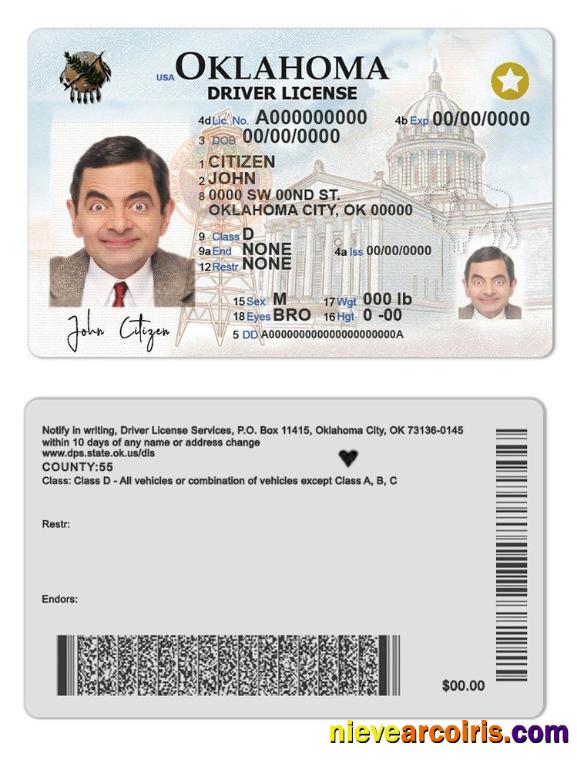 Editable USA Oklahoma Driving License Template In PSD Format, Fully Editable (2020 – Present)