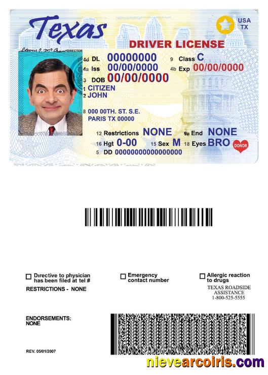 USA Texas Driving License Sample