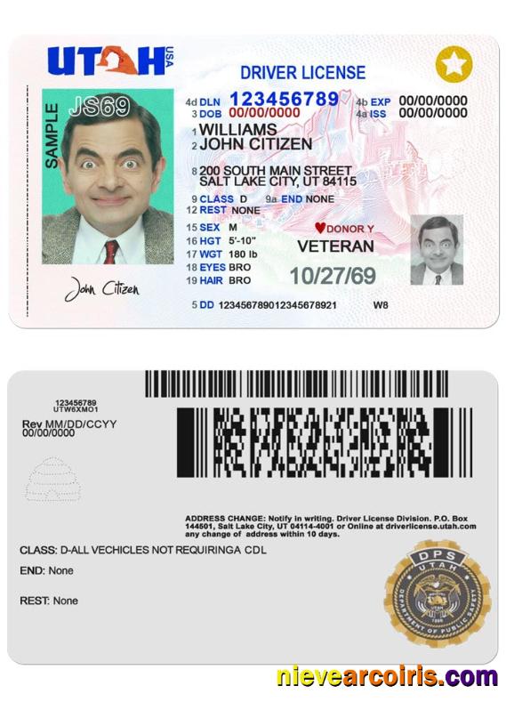 USA Utah Driving License 2021 Present Sample