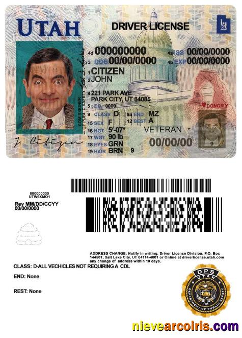 USA Utah Driving License Sample
