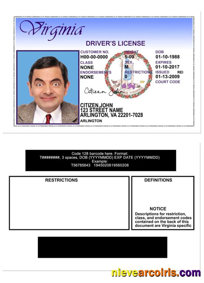 USA Virgina DL Version 2 Template