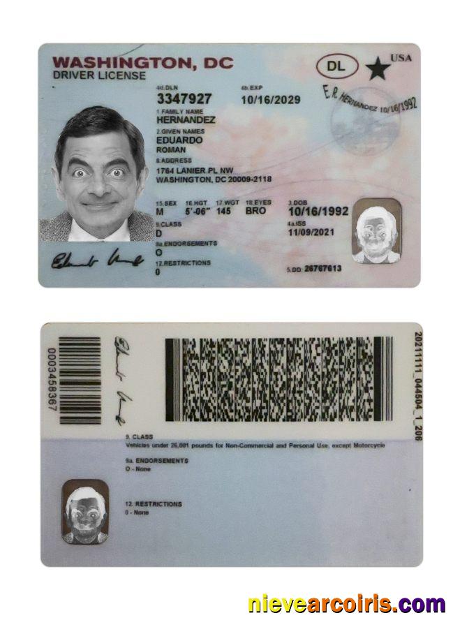 USA Washington DC Driving License Photolook