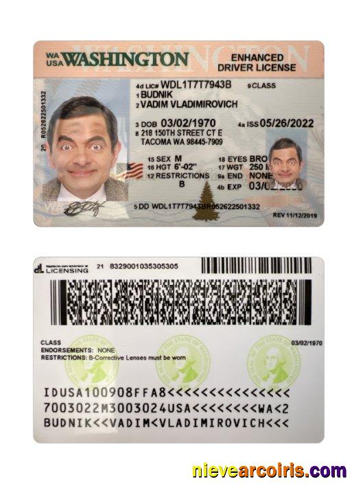 USA Washington Driving License 2022 Present Sample