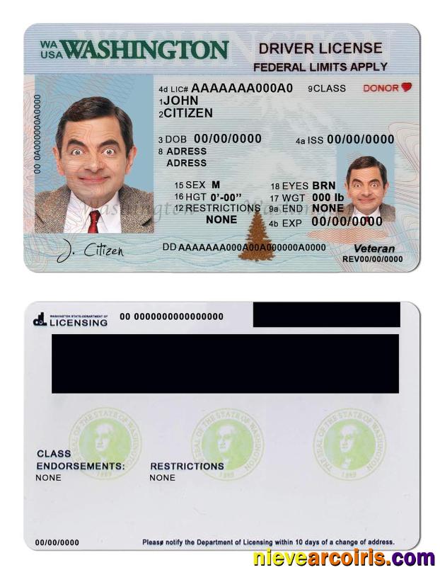 Premium USA Washington Driving License Template In PSD Format (2018 – Present)