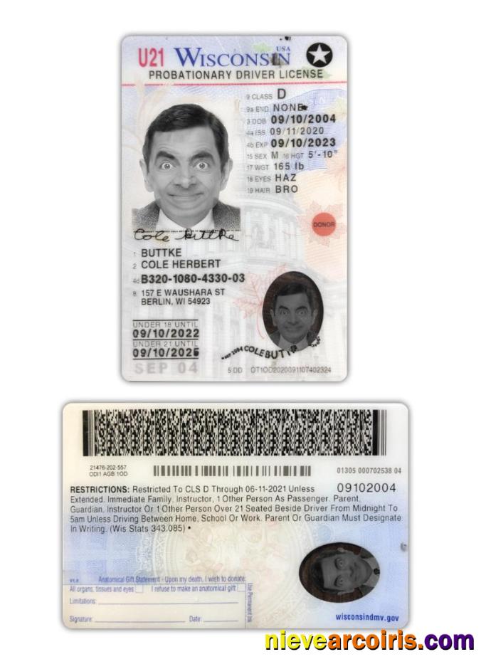 USA Wisconsin Driving License 2020 Present Photolook
