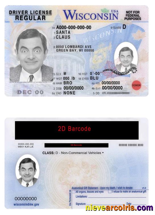 USA Wisconsin Driving License Sample