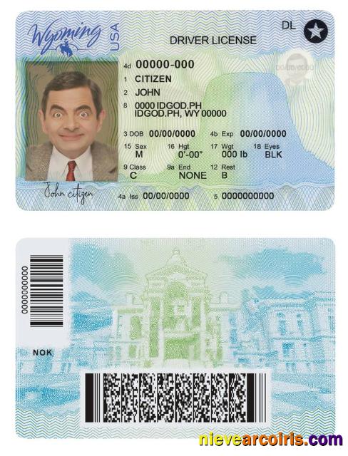 Realistic USA Wyoming State Driving License Template In PSD Format, With All Fonts (2020 – Present)