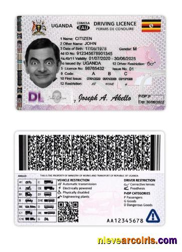 Uganda Driving License 2020 Present Sample
