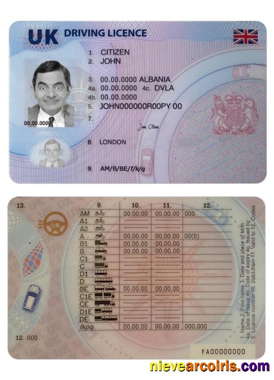 United Kingdom Driving License, (after 2021 December Present) Template