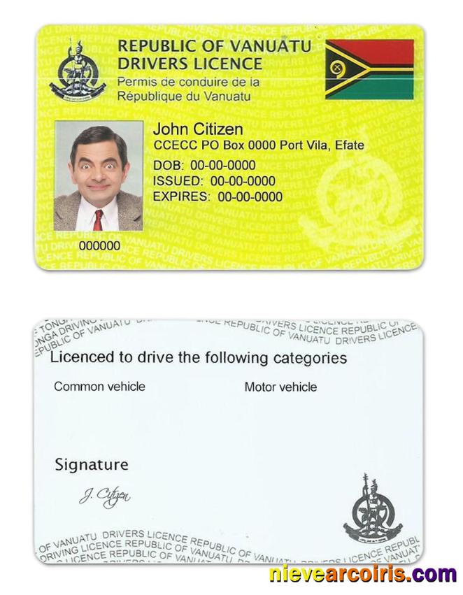 Vanuatu Driving License Sample
