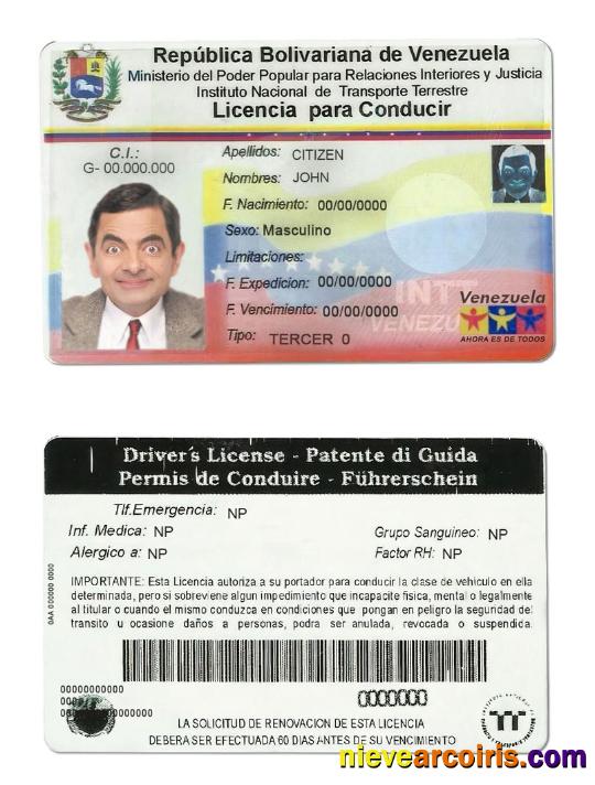 Venezuela Driving License Template