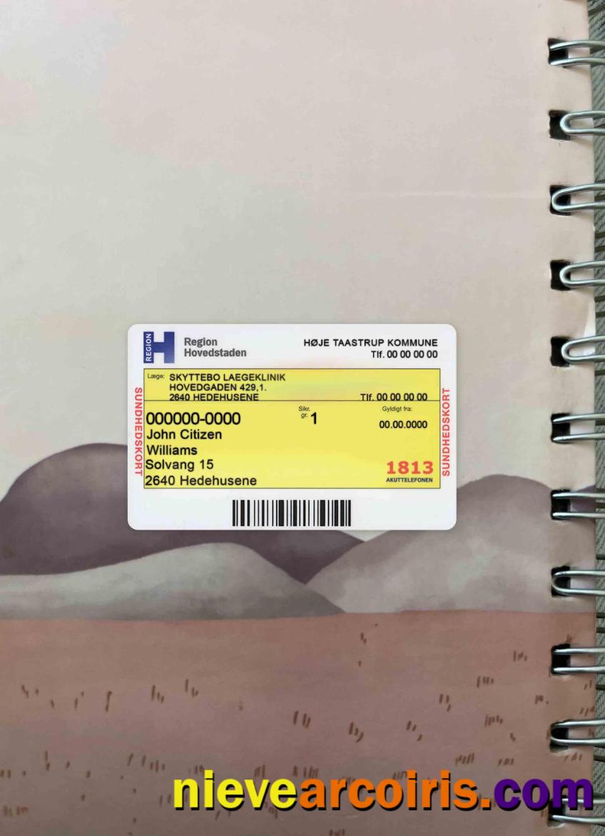 Denmark Health Insurance Card Photolook FRONT Template