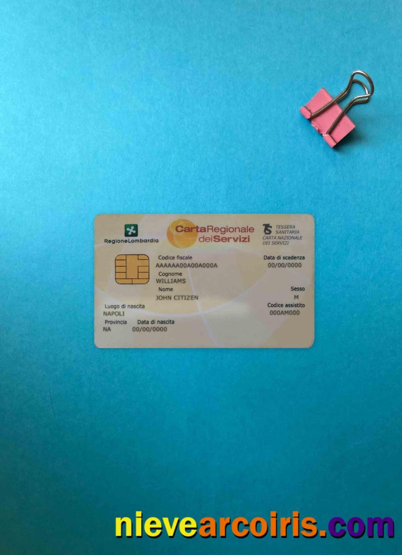 Italy Health Insurance Card (Tessera Sanitaria) Carta Regionale Dei Servizi Photolook FRONT Template