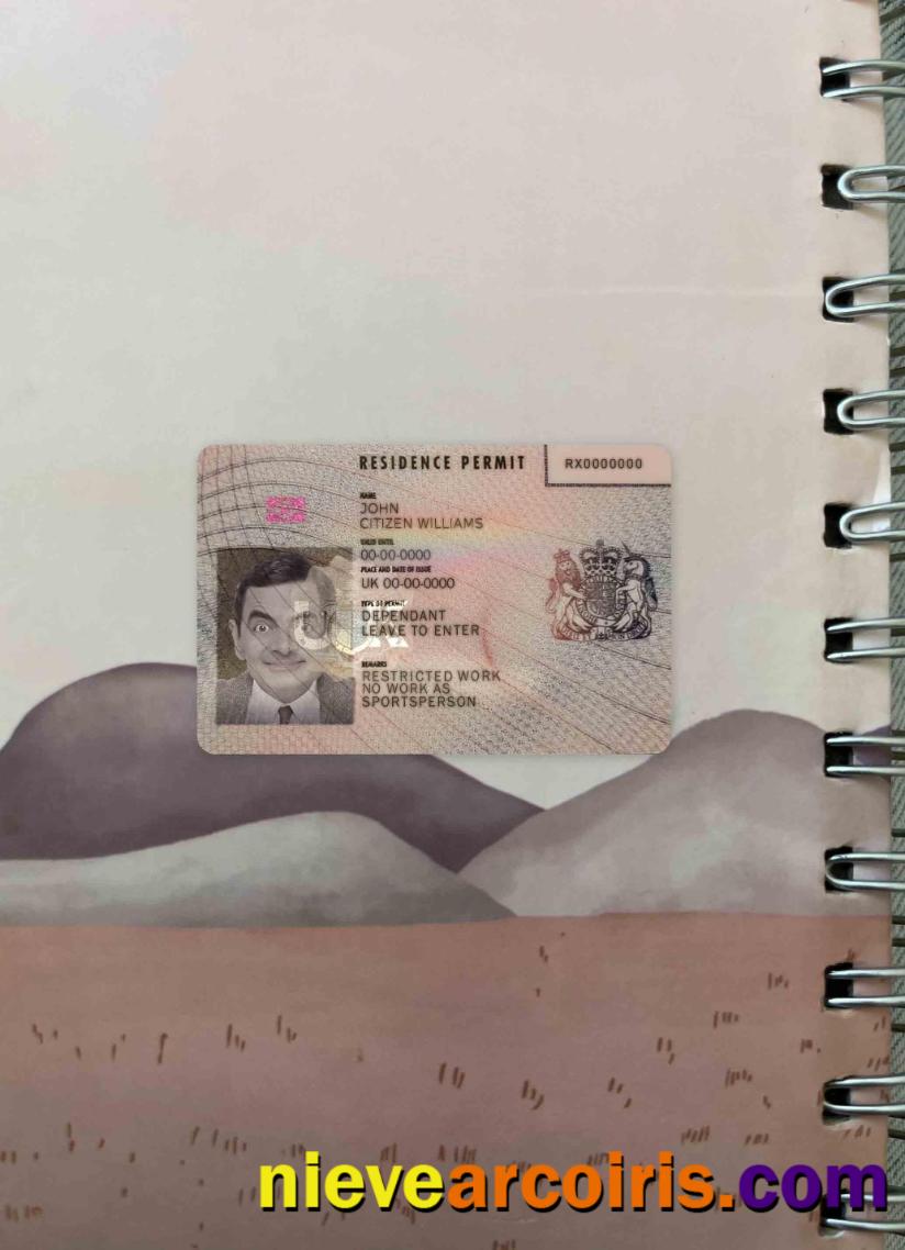 UK Residence Permit Photolook FRONT Photolook