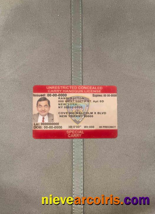 USA New York Unrestricted Concealed Carry License Photolook FRONT Photolook
